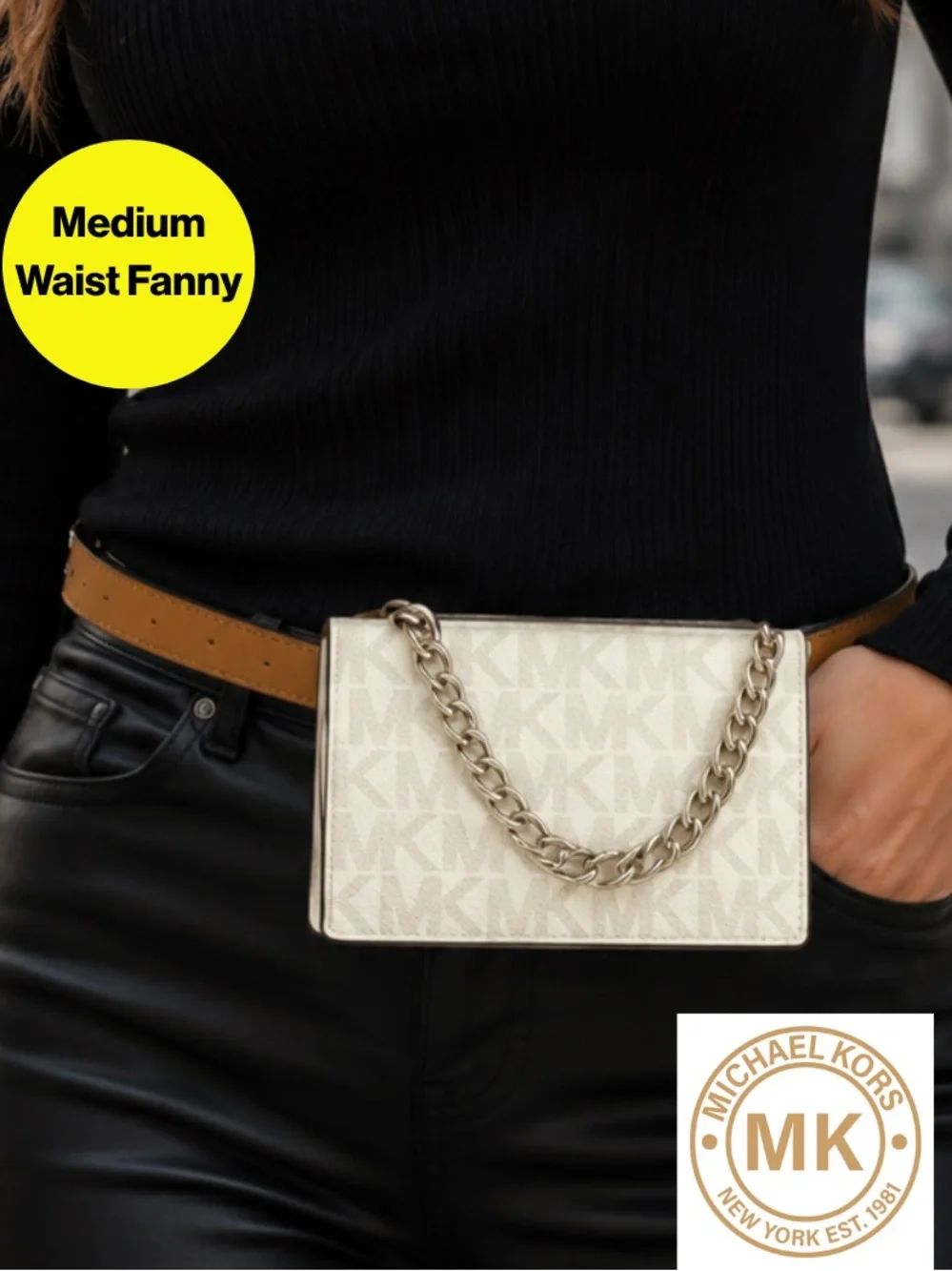 MICHAEL KORS 🤎 Cream Belted Waist Purse (Women’s Size Medium)